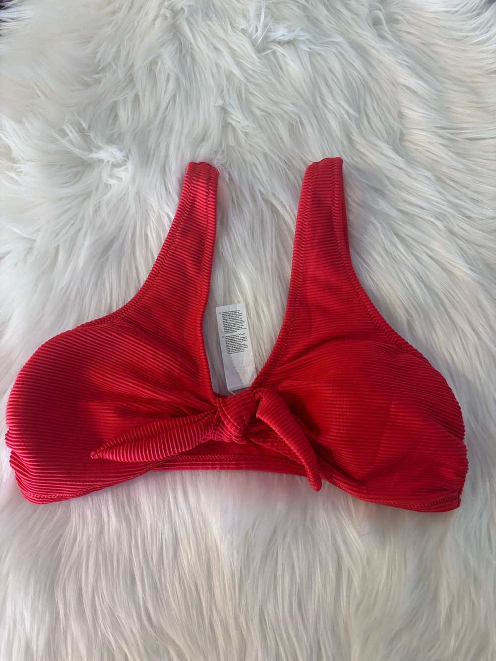 Cupshe Red Ribbed Knot-Front Bikini Top - Picture 2 of 4